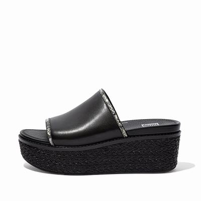 Fitflop Eloise Snake Trim Espadrille Slides - Sandalen Damen - Schwarz (CSO206394)